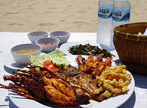 ジンバランカフェでシーフードディナー