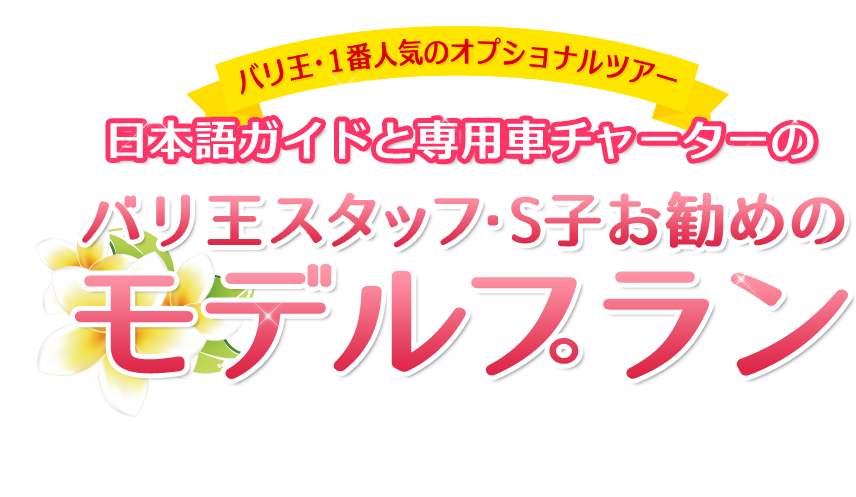 バリ王・1番人気のオプショナルツアー 日本語ガイドと専用車チャーターのバリ王スタッフ・S子おすすめのモデルプラン